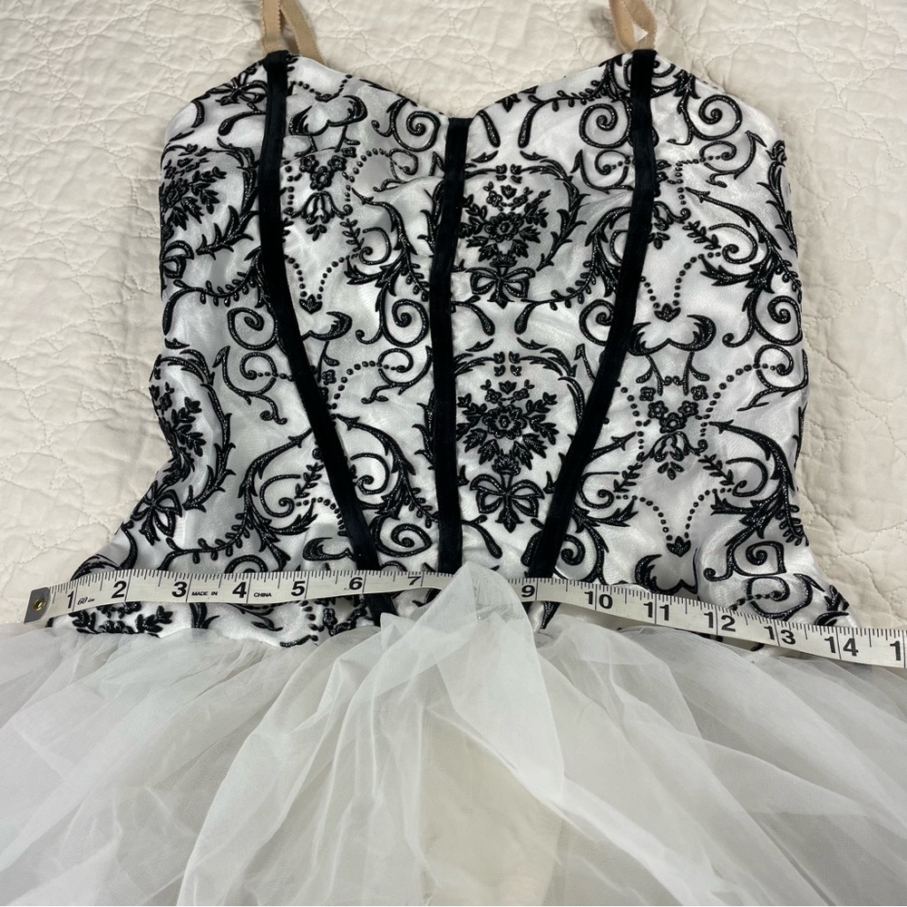 🔥Curtain Call Costumes Black & White Tulle Dance Dress  10 Adult Glam Romantic - Picture 11 of 12